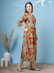 Women Multicolor Printed Flared Dress