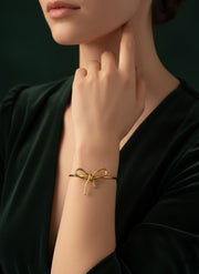 Golden Stylish Bow Slip-On Bracelet