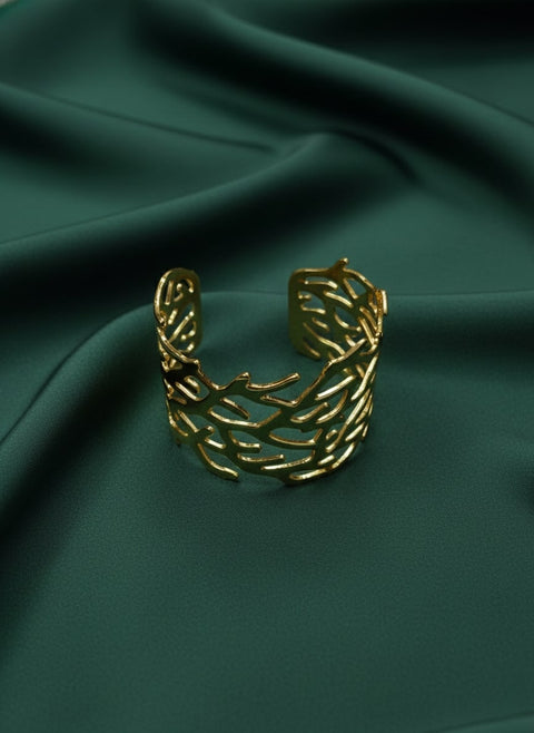 Fancy Gold Toned Cuff Bracelet