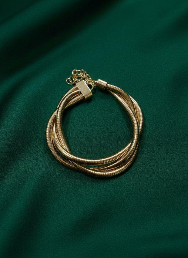 Stainless Steel Gold-Plated Multistrand Bracelet