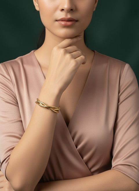 Stainless Steel Gold-Plated Multistrand Bracelet