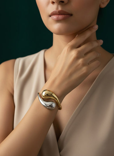 Silver & Gold Toned Unique Bracelet