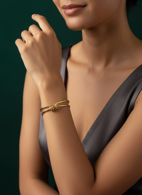 Fancy Gold Toned Cuff Bracelet