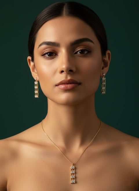 Artificial Stones Pendant Set with Earrings