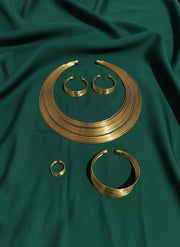 Contemporary Shaped Necklace And Earrings With Bracelet & Ring