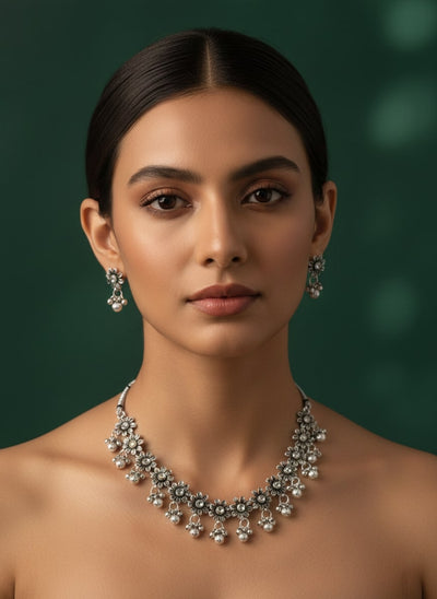 Antique Oxidised Necklace Jewellery Set