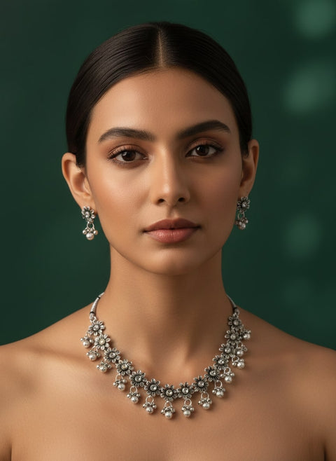 Antique Oxidised Necklace Jewellery Set