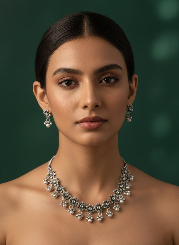 Antique Oxidised Necklace Jewellery Set