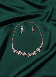 Rose Golden American Diamond Jewellery Set