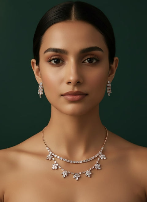 Fancy Artificial Stones Studded Layered Necklace