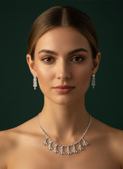 Trendy Diamond Stones Necklace Jewellery Set