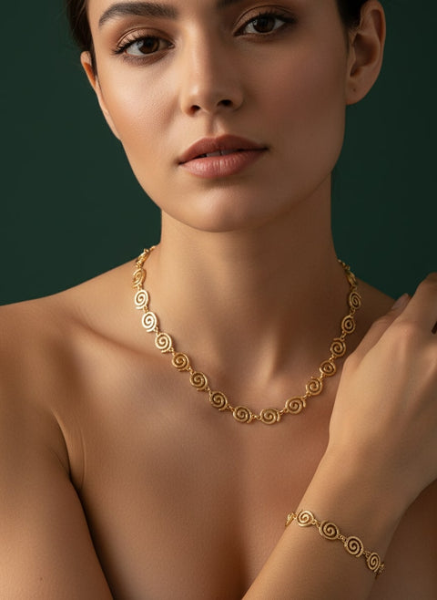 Unique Circular Shape Necklace With Bracelet