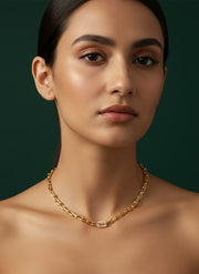 Trendy Brass-Plated Chainlink Design Necklace