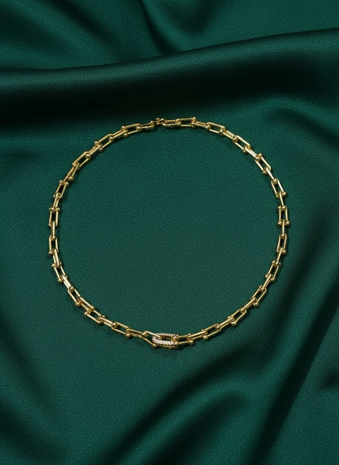 Trendy Brass-Plated Chainlink Design Necklace