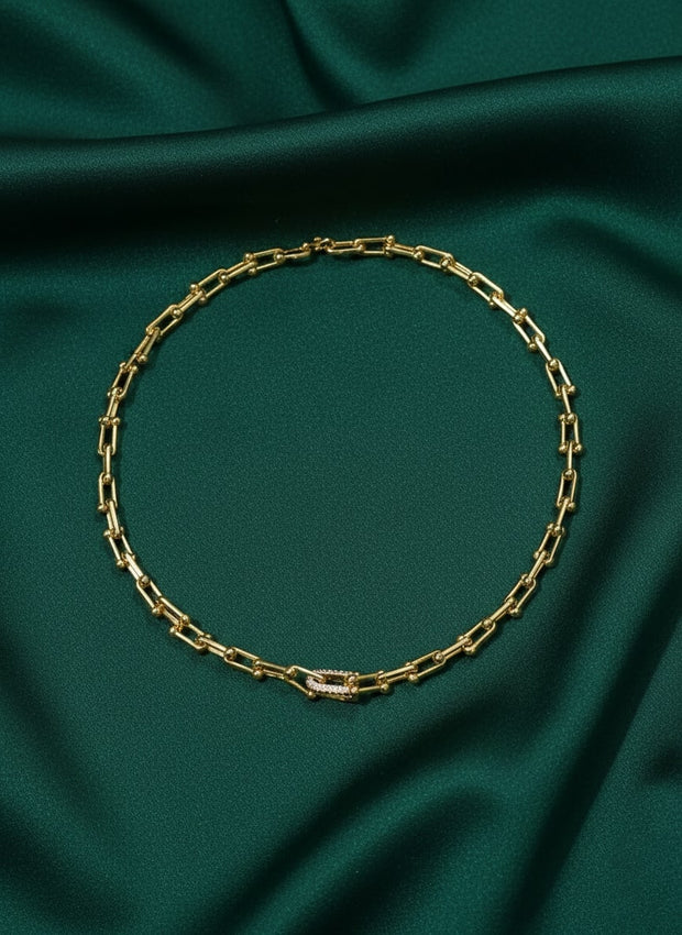 Trendy Brass-Plated Chainlink Design Necklace