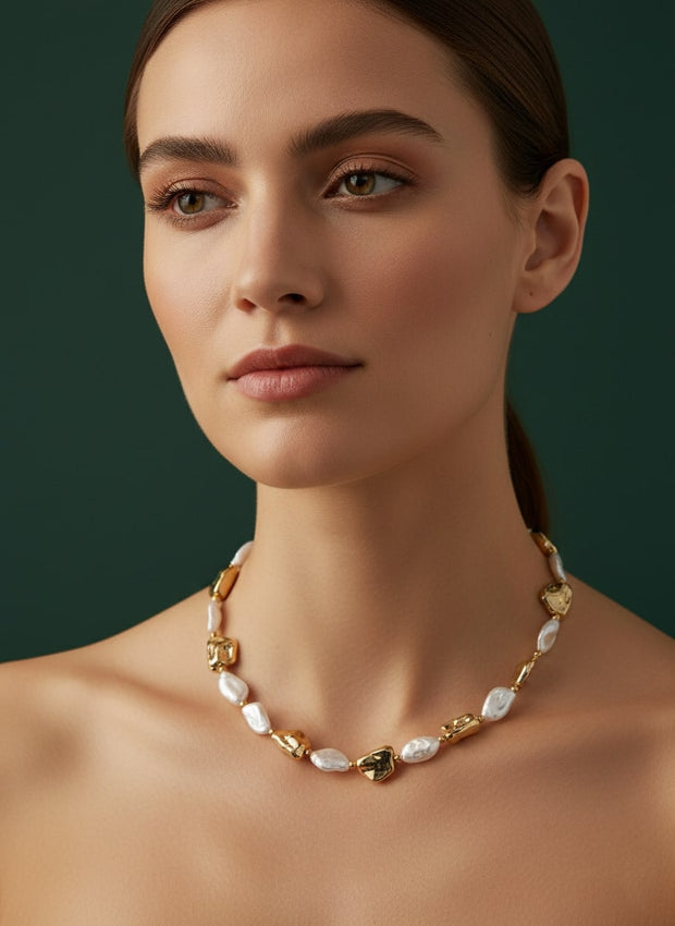 Antique Golden & White Pearls Necklace