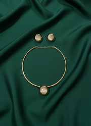 Trendy Gilded-Ripple Necklace With Studs