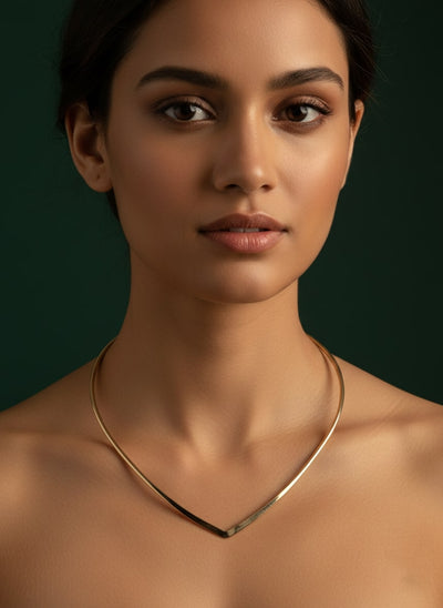 Trendy V-Shaped Brass Necklace