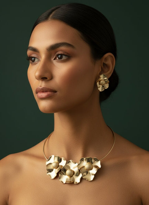 Artificial Beads & Flower Shaped Jewellery Set