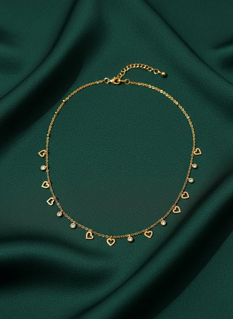 Trendy Heart & Teadrops Necklace