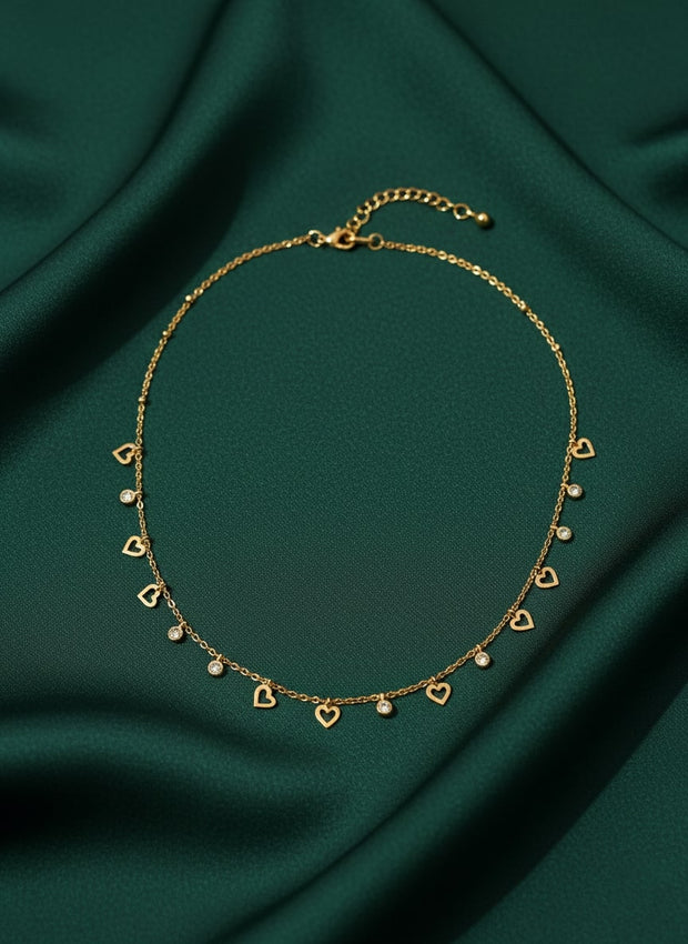 Trendy Heart & Teadrops Necklace