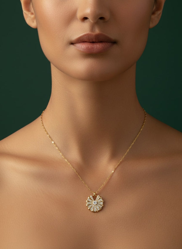 Antique Ad Stone Round Shaped Pandent Chain