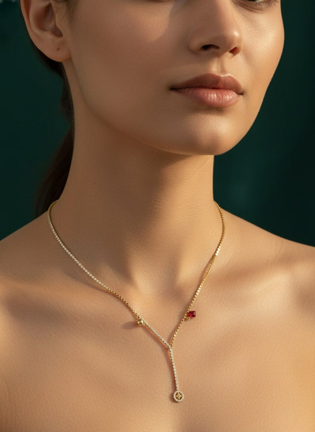 Trendy Minimal American Diamond Necklace