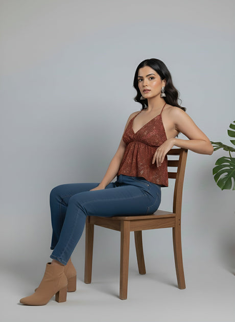 Women Rust Printed Top – Nayo Clothing