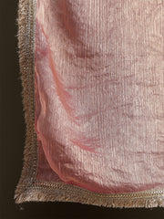 Pink Saree embellished with lace & Unstitched blouse
