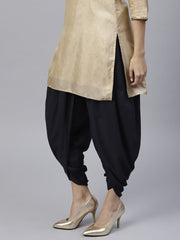 Navy blue ankle length cotton dhoti pant