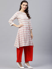 Multi colored kurta with half sleeves and v-neck