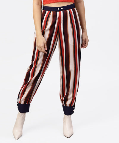 Multi printed ankle length striped trouser