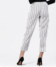 Black and white striped trouser with Pockets