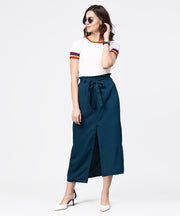 Aasi - House of Nayo Denim blue ankle length trouser with belt
