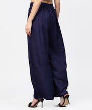 Navy blue Ankle length flared Palazzo