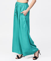 Turquoise blue flared ankle length palazzo