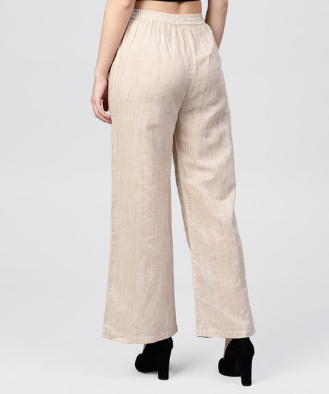 Beige pleated ankle lebgth palazzo
