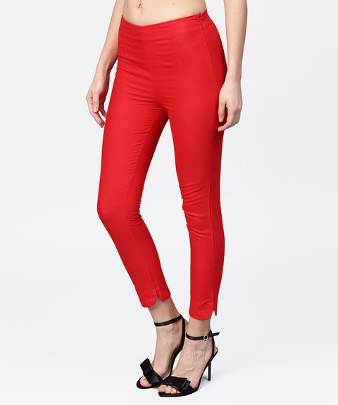 Aasi - House of Nayo Red Straight ankle length Palazzo
