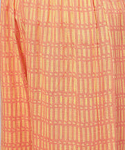 Yellow & Peach printed half sleeve cotton assymetric kurta with ankle length palazzo