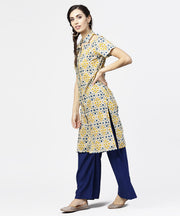 Blue short sleeve cotton kurta