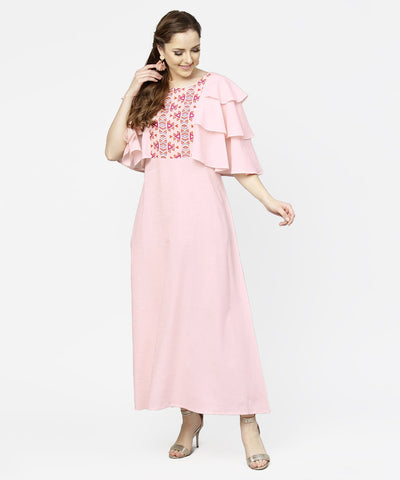 Women Pink Solid Maxi Dress