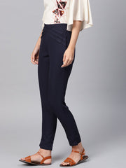 Navy Blue Detailed Pleated pants