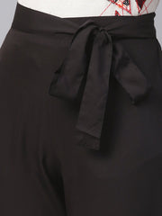 Solid Black knot Style Capri pant
