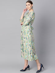 Floral Print Dress with gathers in centre with a belt at the back