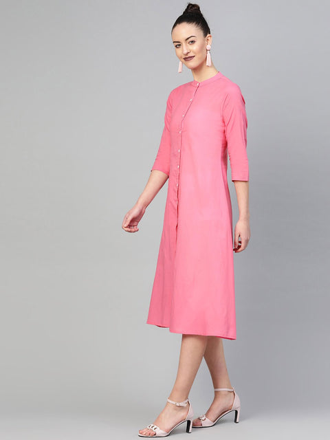 Women Mauve &  Solid A-Line Dress