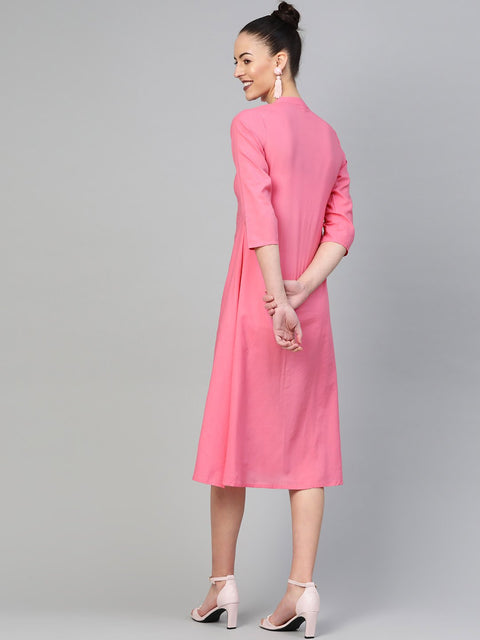 Women Mauve &  Solid A-Line Dress