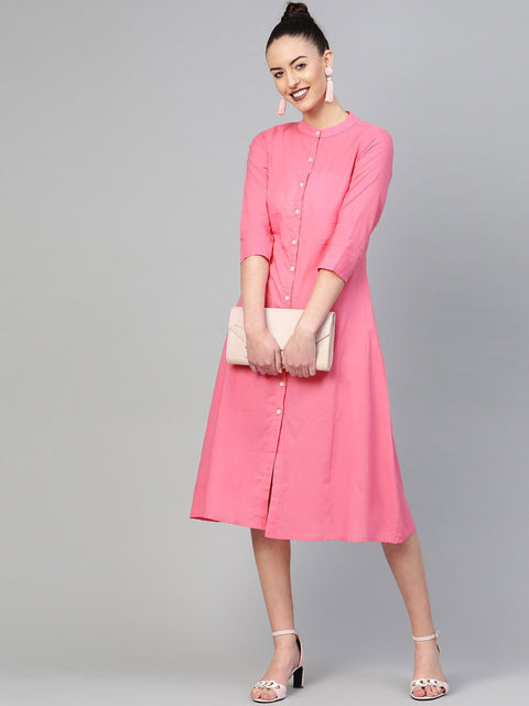 Women Mauve &  Solid A-Line Dress