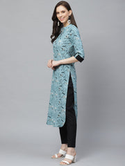Women Straight Grey & Black Printed kurta & Palazzo Set