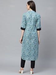 Women Straight Grey & Black Printed kurta & Palazzo Set