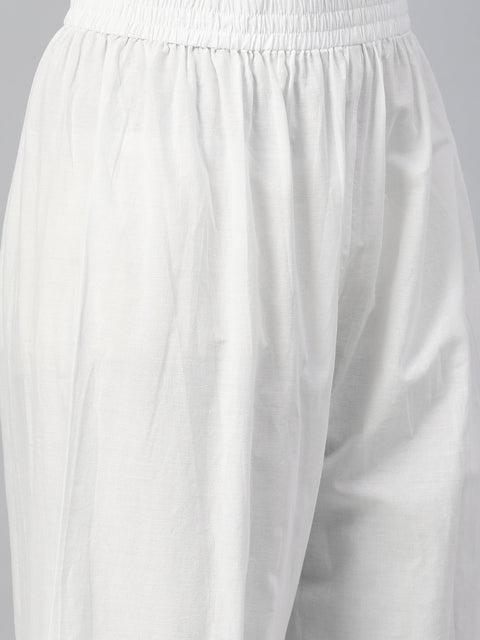 Women Indigo Blue Three-Quarter Sleeves Flared Kurta With Palazzo